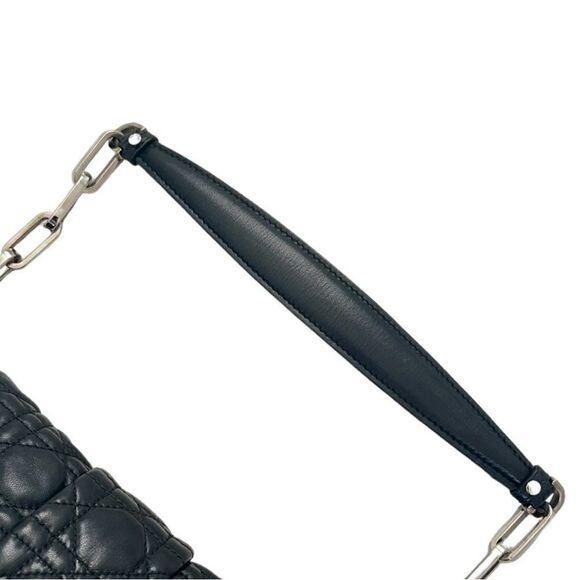 Authentic Christian Dior Black Cannage Quilted Lambskin Leather New Lock Bag - Picture 5 of 13